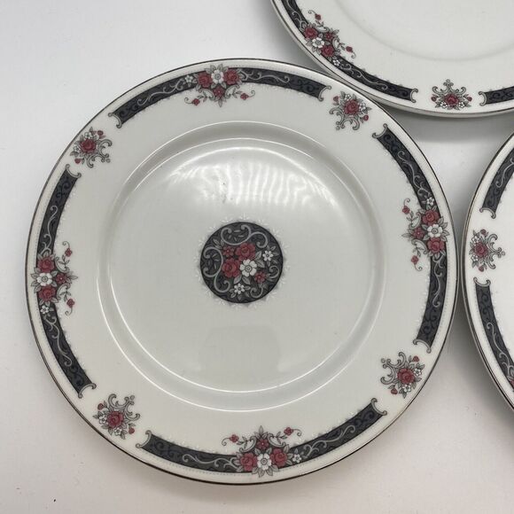 Exclusively Ours Symphony BREAD & BUTTER PLATES Set Of 3 Dark Floral Goth - Picture 3 of 8